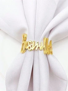 6/12-Pack Ramadan Napkin Rings, Bismillah Letter Metal Napkin Rings, Gold Buckle Rings, Happy Eid Napkin Holders, Suitable For Wedding And Ramadan Banquet Table Decoration - Multicolor - View 10