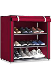 1 Gray Or Burgundy Dustproof Shoe Cabinet, Multi-Layer Simple Shoe Rack In School Dormitory, Easy-To-Assemble, Space-Saving Household Storage Rack, Stable Shoe Storage Rack, Suitable For Bedroom Home Storage, Multi-Functional Simple Shoelace Dust Cover Rack, Indoor Shoe Rack Cabinet - Multicolor - View 10