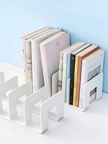 1/2/4pcs Book Shelf, Book Stand, Desk Storage Rack, 4-Grid Storage Box, Bookshelf With Thick Partition, Stationery Organizer, Kitchen Rack, Label Stickers, Suitable For Student, Office, Desk, Kitchen, Bathroom, Cosmetics - Multicolor - View 4