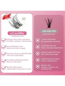 1 Bộ 140 Cụm Mi Nối D Cong Tự Nhiên 8-16mm với Mi Dưới 5-6mm Kiểu Mi Tự Làm, Mi Bản Rộng, Dải Mỏng Vô Hình, Tạo Độ Dày - D - Xem 3