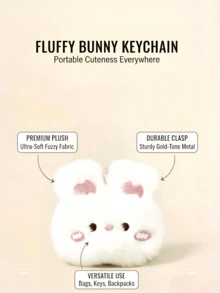 POKOJA LAND 1 Pack Cute Bunny Plush Keychain Mini Rabbit Keychain Purse Charm Pendant Gift For Women For Backpack,Purse,Handbag,Goody Bag Ornament For Goody Bag Spring To Summer - Multicolor - View 3