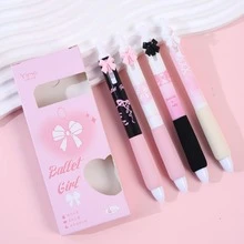 4支装 花朵造型可伸缩中性笔 0.5mm黑色墨水 中性笔 女士女孩可爱美观办公学习笔，办公学习用品 - 多色 - 查看 2