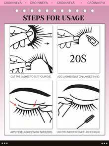 5 Pairs Volume False Eyelashes Natural Cat Eye Mink Effect Fluffy Manga Style Strip Lashes For Glam Makeup Daily Wear - Black - View 3