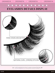 5 Pairs Volume False Eyelashes Natural Cat Eye Mink Effect Fluffy Manga Style Strip Lashes For Glam Makeup Daily Wear - Black - View 2