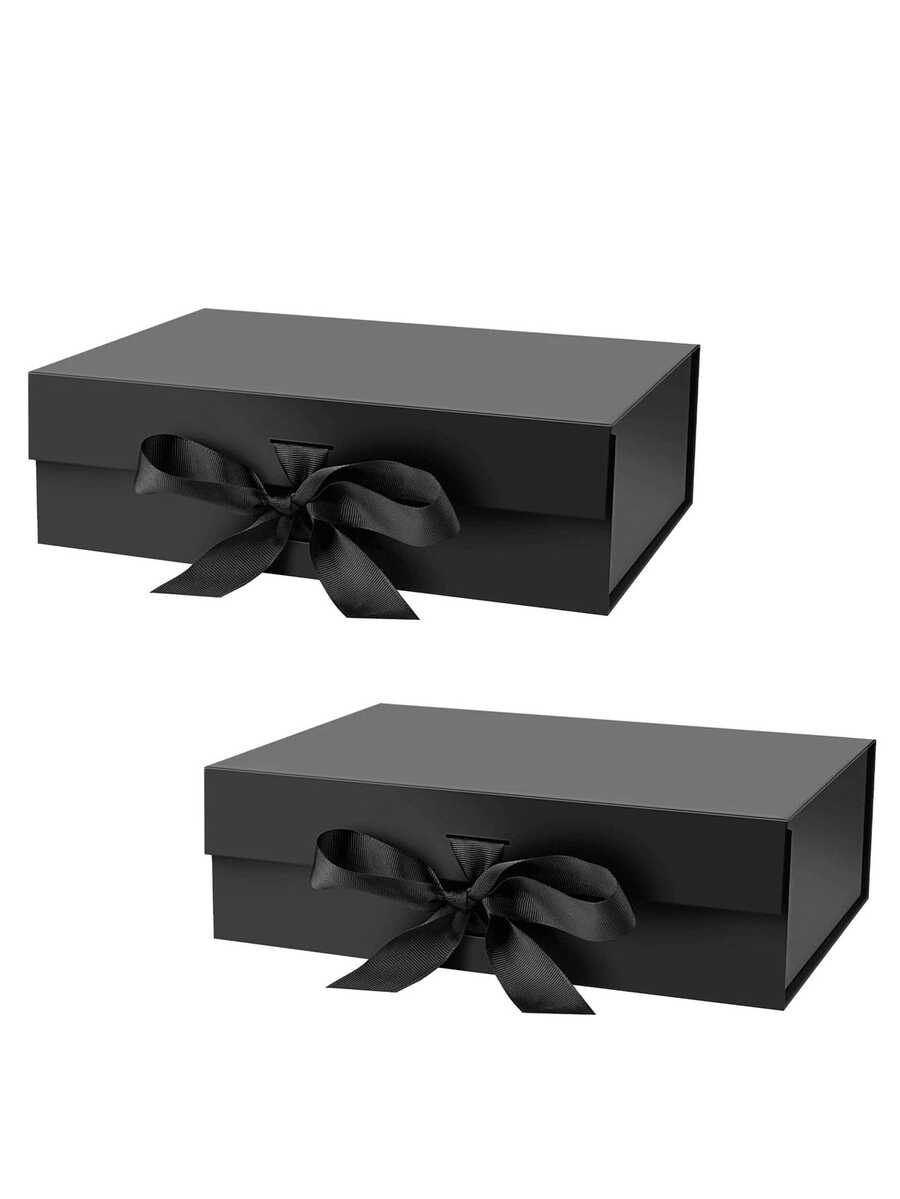 2PCS Folding Gift Box, Gift Packaging Box, Universal Holiday Gift Box For Family & Friends - 2Pcs black - View 1