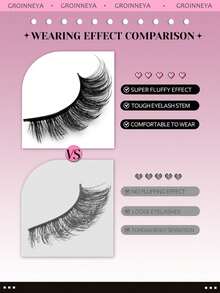5 Pairs Volume False Eyelashes Natural Cat Eye Mink Effect Fluffy Manga Style Strip Lashes For Glam Makeup Daily Wear - Black - View 4