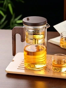 Magic Teapot, Water-Divided Glass Teapot, 2025 Pressure Control Magic Teapot, Magic Glass Teapot With Filter, Suitable For Fragrant Tea And Loose Tea Magic Teapot - Tea Square (Transparent) 600ML - View 2