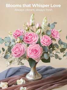 1pc Ivory Foam Artificial Rose With Stem Silk Flower For DIY Wedding Bouquet Bridal Shower Centerpiece Party Table Decor Valentine Mother Day Gift - Dark Pink - View 2