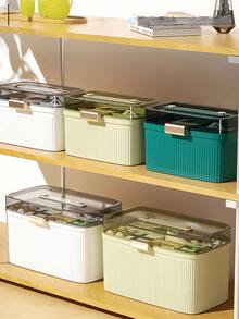 Multi-Layer Family/Dorm Medicine Storage Box, First Aid Medicine Organizer Box, Compact High Capacity Medicine Storage Box With Dividers, Full Set Of Medical Supplies Multi-Functional First Aid Kit - White - View 9