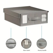 4PCS Bedding Storage Set With Window - Foldable Linen Storage Boxes For Sheets, Pillows And Comforters, Grey Textured, Home Organization, Clothes Storage Boxes, Foldable Storage Bins, Christmas, New Year Gifts For Family, Partner, Friends (Some Loose Threads May Exist Due To Machine Stitching, Which Is A Normal Phenomenon And Does Not Affect Product Use) - Multicolor - View 4