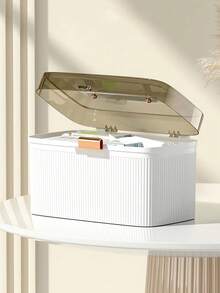 Multi-Layer Family/Dorm Medicine Storage Box, First Aid Medicine Organizer Box, Compact High Capacity Medicine Storage Box With Dividers, Full Set Of Medical Supplies Multi-Functional First Aid Kit - White - View 4