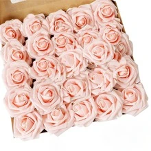 15Pcs Artificial Roses With Stem 15Pcs Leaves Realistic Silk Flowers For DIY Wedding Bouquet Table Centerpiece Party Baby Shower Home Decor Valentines Birthday Graduation Gift - Baby Pink - View 2