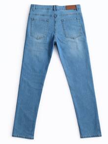 Jeans de Hombre Rectos Lavado Ligero Pantalones de Mezclilla Slim Fit Elásticos Estilo Casual Moderno Transpirables para Uso Diario Versátiles - Azul - Ver 5