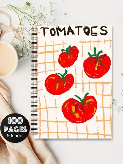 1 PC Cute Tomato Spiral Notebook, Aesthetically Korean Style Perfect For Travel Diary And Sketching - Ideal For Tomato Lovers Friends Sisters Work And University Organizers Tomato-Themed Items, Lined Page Notebook