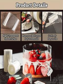 1 Roll Of Extra Long Transparent Cake Edging, PET Material, Cake Packaging Film, For Decorating Mousse, Chocolate Pastries, Baking Tools, Cake Decoration Products, Kitchen Supplies - Easy To Make Delicious Cakes - White - View 6