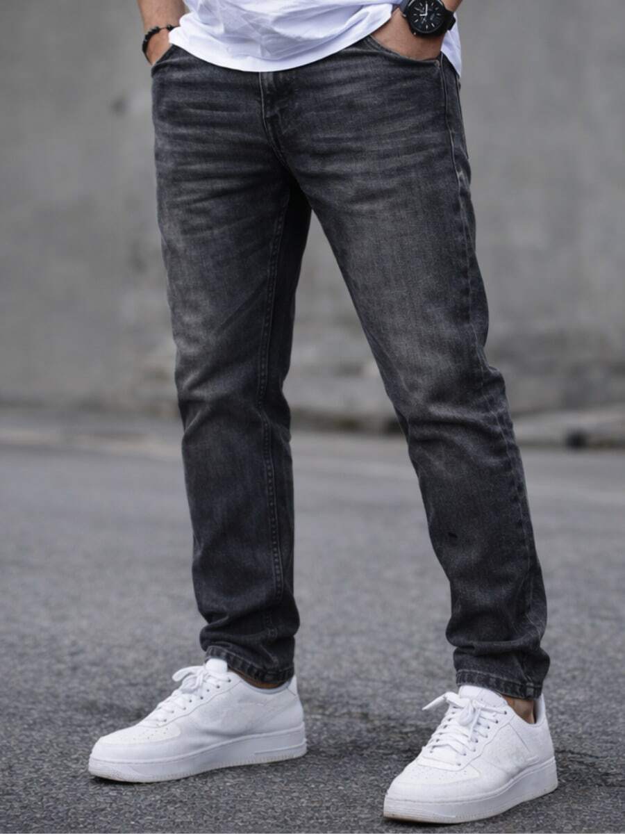 Manfinity Homme Jeans Slim Fit Washed Elastics Men's Dark Grey - Dark Grey - View 1