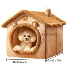 Foldable Pet Bed House, Suitable For Cats & Dogs, Washable Comfortable Warm Puppy Cave Sofa - Multicolor - View 2