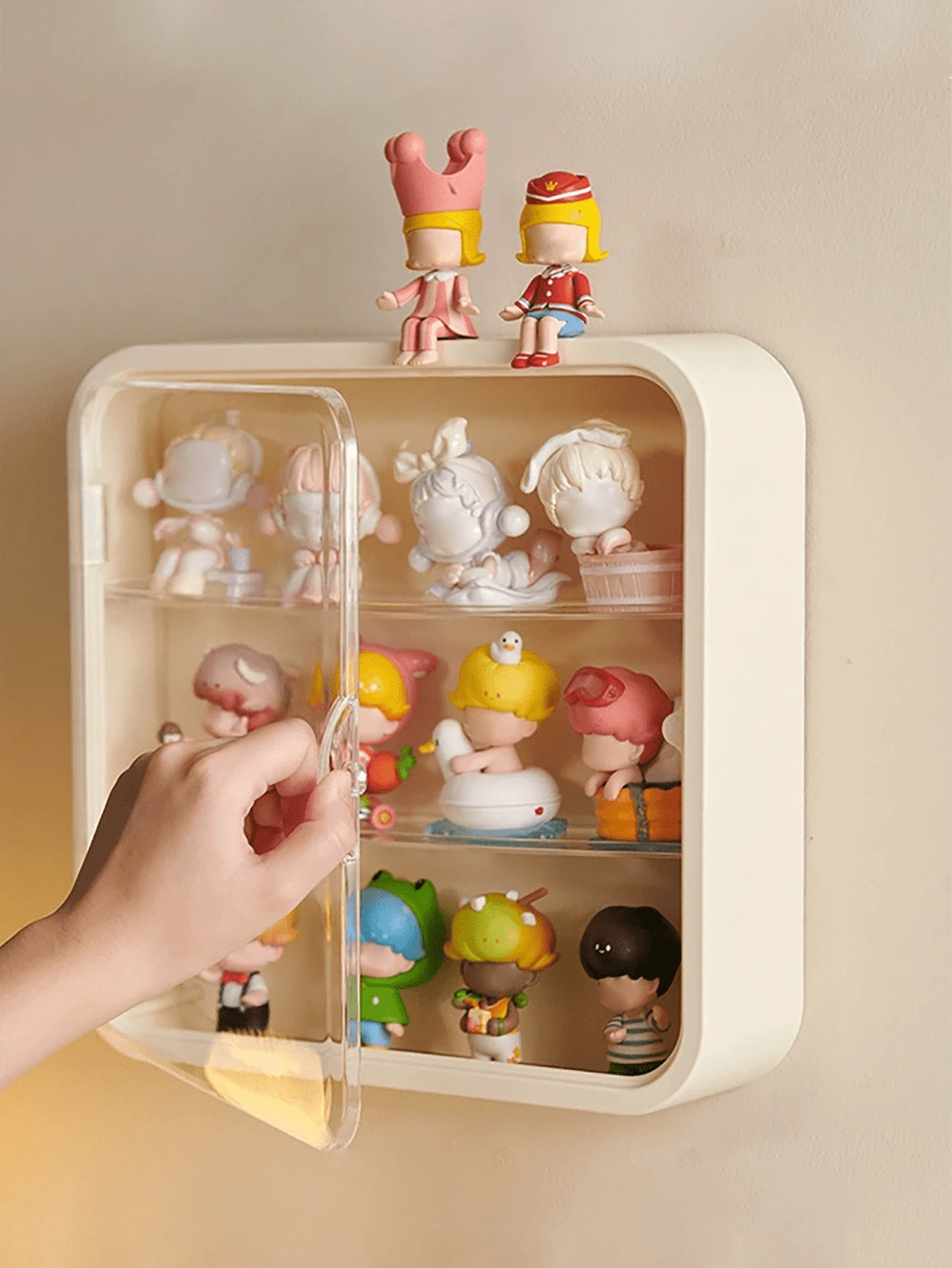 Tủ trưng bày cầm tay, tủ trưng bày treo tường, giá đỡ trưng bày tượng nhỏ bằng acrylic trong suốt, hộp đựng đồ chơi búp bê chống bụi, không cần khoan. - Nhiều màu - Xem 1
