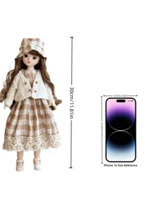 1件30厘米森林仙子娃娃衣服，花边连衣裙，手工精细制作，适合BJD/SD娃娃，公主派对服装，女孩收藏礼物，春季拍照道具，非毛绒填充 - 彩色 - 查看 6