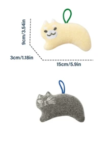 Joivida 1个/2个 米色/灰色动物造型海绵刷 日式可爱刺绣猫狗图案 大号洗碗海绵刷 锅具灶台清洁海绵 - 多色 - 查看 8