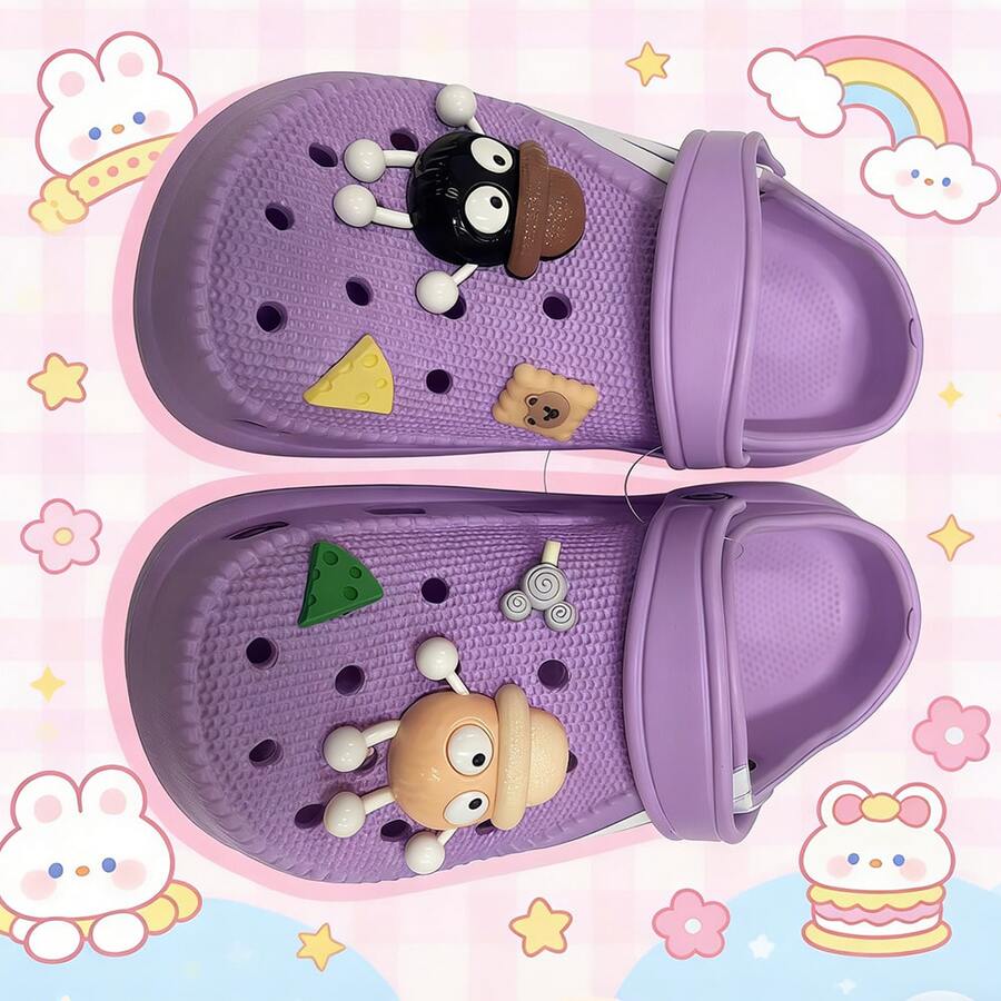 Zapatillas antideslizantes de EVA para mujeres, diseño de dibujos animados ligero y duradero - Morado - Ver 1
