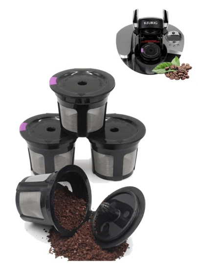 4 Packs Reusable , LivingAid Reusable 2.0 Coffee Filter, Stainless Steel Mesh Single-Layer Filter, Suitable For 1.0 Or 2.0 Coffee Machine