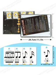 75张桌面音乐启蒙卡，节奏与音符训练练习卡，初学者音乐学习认知闪卡，可视化音乐教学工具 - 彩色 - 查看 2