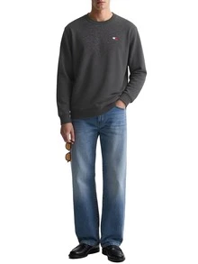 Badge Terry Men's Crew Neck Sweatshirt Black - Black Htr - Visa 5