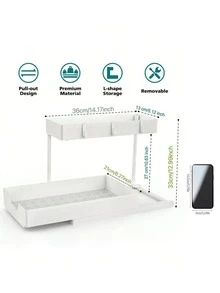 Two-Tier Under-Sink Storage Drawers, Sliding L-Shaped Bathroom And Kitchen Cabinet Storage, Multi-Functional Sink Storage, Bathroom And Kitchen Drawers. - Black - View 11
