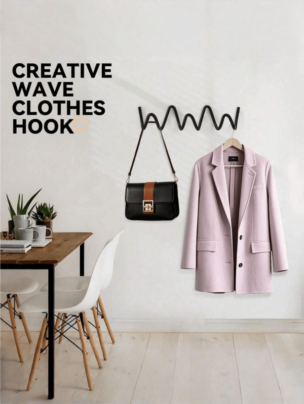 Creative Wave-Shaped Wall-Mounted Coat Rack, Easy To Install, With Multi-Functional Hooks That Can Be Used To Hang Coats, Hats, Bags, Umbrellas, Etc. High Quality.