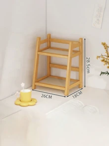 1 PC Large Double Layer Rattan Desktop Bookshelf Cup Holder Creative Simple Kitchen Water Tea Cup Storage Shelf Multifunctional Desk Organizer Shelf Coffee Snack Storage Display Stand Home Office Organization Rustic Natural Rattan Shelf Home Decor Storage Rack - Multicolor - View 15