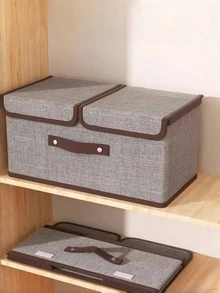 Foldable Storage Box With Lid Desktop Drawer Organizer Closet Shelf Container Underwear Socks Cosmetics Clothes Home Space Saver Portable Multi Use - Grey - View 7
