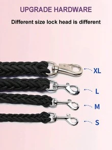 2pcs/Set Woven Pet Collar And Leash, Shockproof Rope, Different Sizes Of Buckles, Suitable For Dogs And Cats Of All Sizes To Go Out - Black - View 3