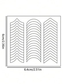 6 Sheets (288 Pcs) French Nail Art Stickers With Wavy Round Patterns, Modeling Stencils For Nail Polish & Glitter Application, Perfect For Creating Clean French Manicures Without Smudging Or Overflow - Multicolor - View 3
