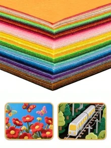 20/40PCS Random Color DIY Felt Fabric Sheets Handmade Craft Material Non Woven Square Soft Felt Cloth For Halloween Easter Decoration Sewing Patchwork Supplies - Multicolor - View 3