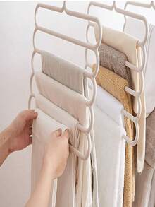 10-Piece Multi-Functional Five-Layer Plastic Scarf Rack Storage Rack, Anti-Slip Scarf Tie Display Rack, Festival Decoration, Room Decoration, Home Decoration, Bedroom Decoration, Mother's Day Gift, Gift For Mom, Suitable For Use In Laundry Room - White - View 2