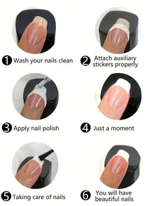 6 Sheets (288 Pcs) French Nail Art Stickers With Wavy Round Patterns, Modeling Stencils For Nail Polish & Glitter Application, Perfect For Creating Clean French Manicures Without Smudging Or Overflow - Multicolor - View 6