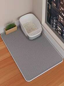 Suitable For Small, Medium, And Large Double-Layer Waterproof Cat Litter Mats, Washable Cat Litter Cleaning Mat,  Thick Cat Litter Box Mat - Grey - View 2