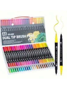 48pcs Dual-Tip Colored Pens Art Marker Set, Suitable For Adult Coloring Books, Christmas Cards, Note-Taking, Sketching, Calligraphy, Journaling - Multicolor - View 10