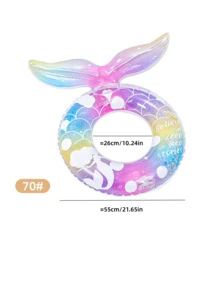 1pc Mermaid Underarm Swimming Ring, Transparent Thickened Glitter Buoyancy Swimming Ring - Multicolor - View 14