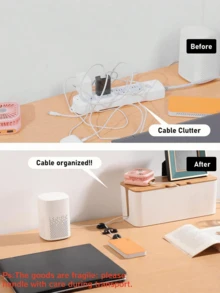 Caja grande para organización de cables - Organizador y cubierta de cables de estilo de madera para cables de TV, computadora, concentrador USB y regleta de alimentación debajo del escritorio - Material ABS - Multicolor - Ver 15