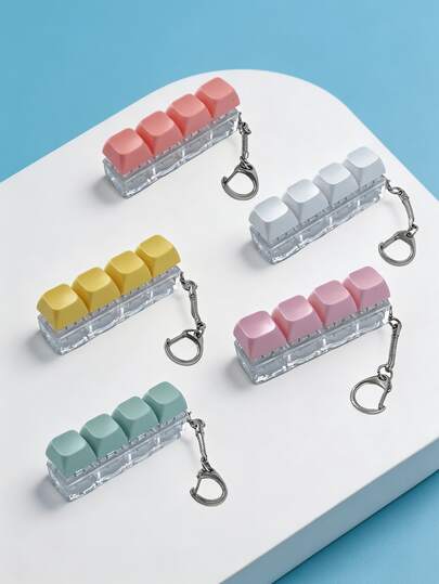 MINKOJA MINKOJA 1个5色键盘捏捏捏捏的软萌挂件，机械键盘键帽迷你软萌挂件，创意儿童减压玩具，发泄减压神器，适合挂在包包上