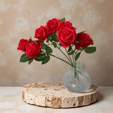 20 piezas de rosas artificiales de color rojo oscuro, rosas de terciopelo realistas, perfectas para ramos de novia, arreglos florales, San Valentín, bodas, fiestas, regalos para el hogar y cumpleaños, decoración de jarrones para interiores y exteriores. Nota: Puede existir un ligero olor, colóquelas junto a una ventana durante 1-2 días para ventilar. - Burdeos - Ver 5