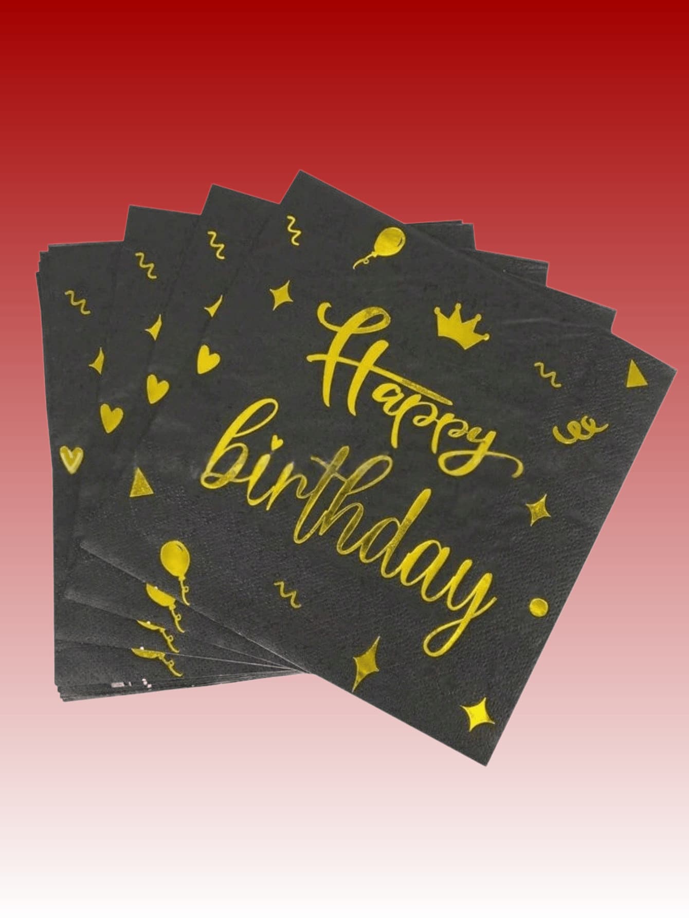 40/80张标语图案一次性餐巾纸，生日派对、圣诞节适用纸巾 - 黑色 - 查看 1