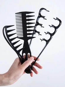 2/3pcs Set Of Texture Comb, Increased Volume Wide Tooth Hair Comb, Fluffy Wide Tooth Curly Hair Comb, Men'S Texture Styling Comb Increased Volume, Double-Sided Tail Wide Tooth Texture Comb, Unisex Hair Styling Tool - Black - View 5