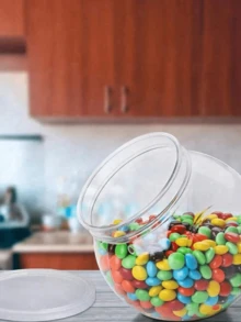 350ml Transparent Plastic Jar With Lid, Featuring A Wide-Mouth Design, Ideal For Kitchen Countertops. It's Suitable For Storing Candies, Soft Candies, Cookies, And Snacks, And Can Also Be Used For Home Decoration, Party, And Holiday Storage. - Multicolor - View 9