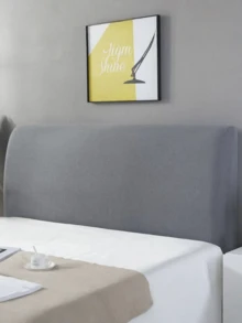1pc Headboard Cover - High Elasticity Anti-Dirt Headboard Cover With Skin-Friendly Softness - Bedroom Headboard Cover Suitable For All Seasons - Decorative Headboard - Grey - View 1