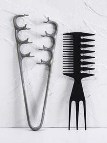 2/3pcs Set Of Texture Comb, Increased Volume Wide Tooth Hair Comb, Fluffy Wide Tooth Curly Hair Comb, Men'S Texture Styling Comb Increased Volume, Double-Sided Tail Wide Tooth Texture Comb, Unisex Hair Styling Tool - Black - View 14