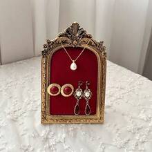 1 pezzo Supporto espositivo per collane e gioielli CASEGRACE - Con cornice dorata e superficie in velluto verde, rastrelliera espositiva per accessori, perfetto per donne come organizzatore di stoccaggio, articoli da viaggio, regalo per il ritorno a scuola, decorazione per la stanza - Verde - Visualizzare 7