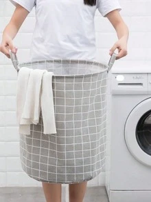One Foldable Portable Canvas Laundry Basket, Also Suitable For Storing Clothes And Children'S Toys, Household Laundry Basket, Large Capacity Laundry Bag/Laundry Supplies, With Handle - White - View 4